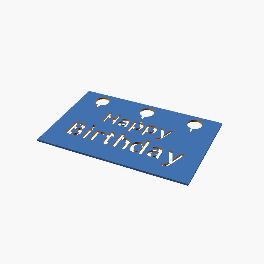 Happy Birthday Cake Stencil - 6x4 3D printed plaque