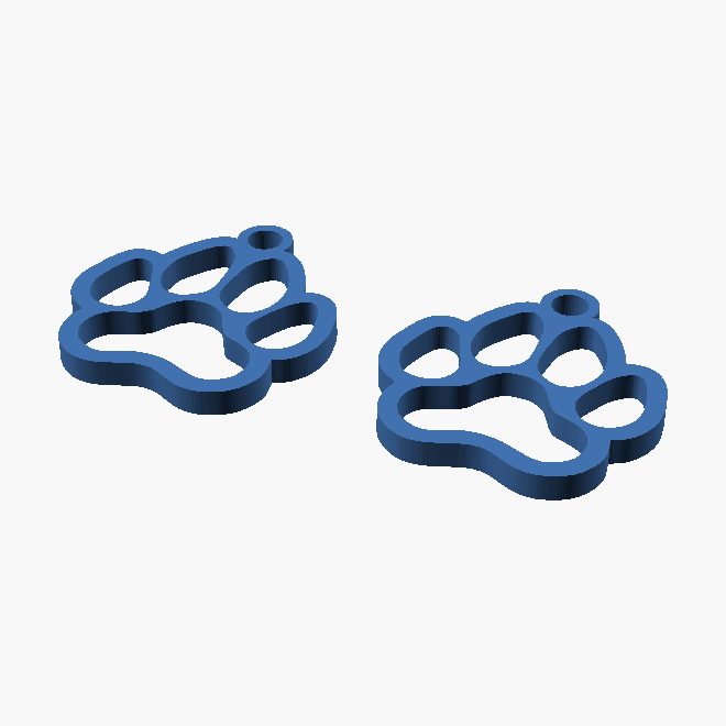 Paw Print Earrings - 3D printed dog paw earrings, a pair
