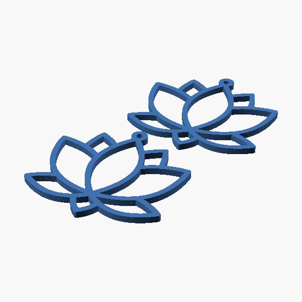 Lotus Flower Earrings - 3D printed lotus earrings, a pair