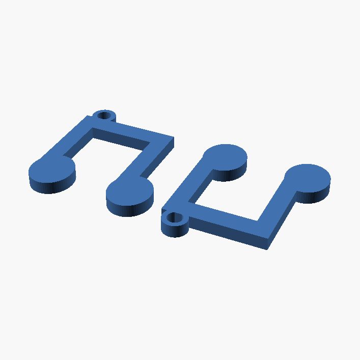 Music Note Earrings - 3D printed eighth note earrings, a pair