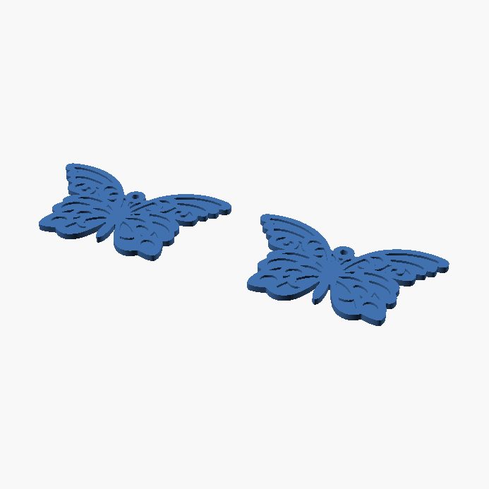 Butterfly Earrings - 3D printed butterfly earrings, a pair