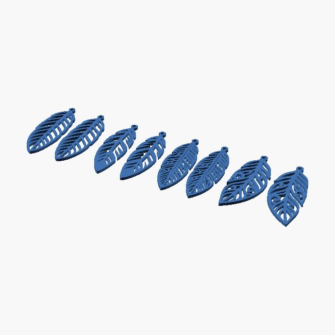 Feather Earrings - 3D printed feather earrings, four designs