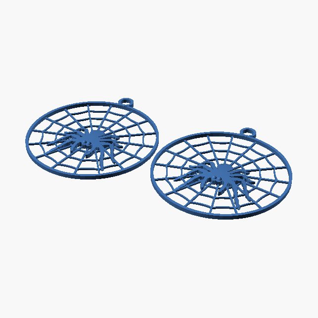 Spider Web Earrings - 3D printed Halloween earrings, a pair