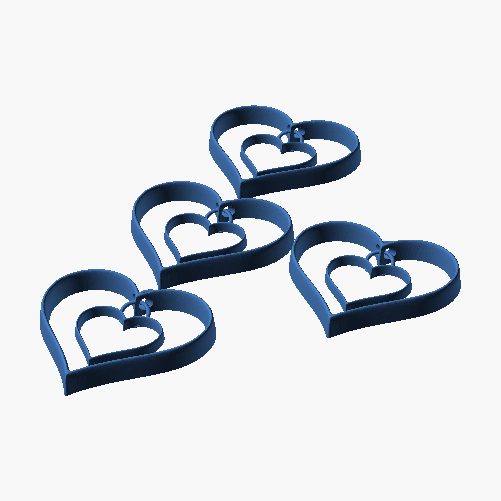 Heart Earrings - 3D printed nested heart earrings, a pair