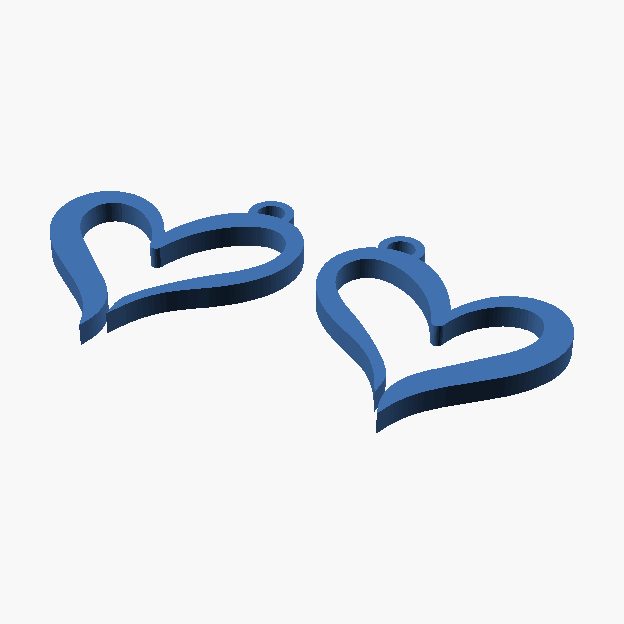 Heart Earrings and Keychain - 3D printed heart charm, two pieces