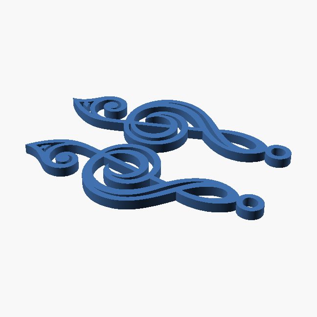Scroll Earrings - 3D printed leaf flourish earrings, a pair