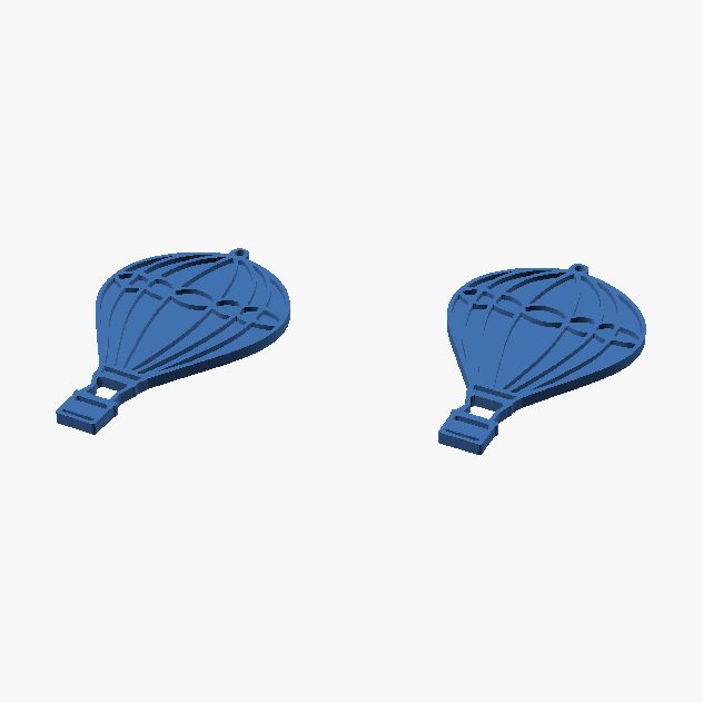 Hot Air Balloon Earrings - 3D printed balloon earrings, a pair