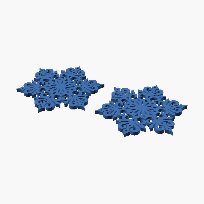 Filigree Snowflake Earrings - 3D printed, sold as a pair