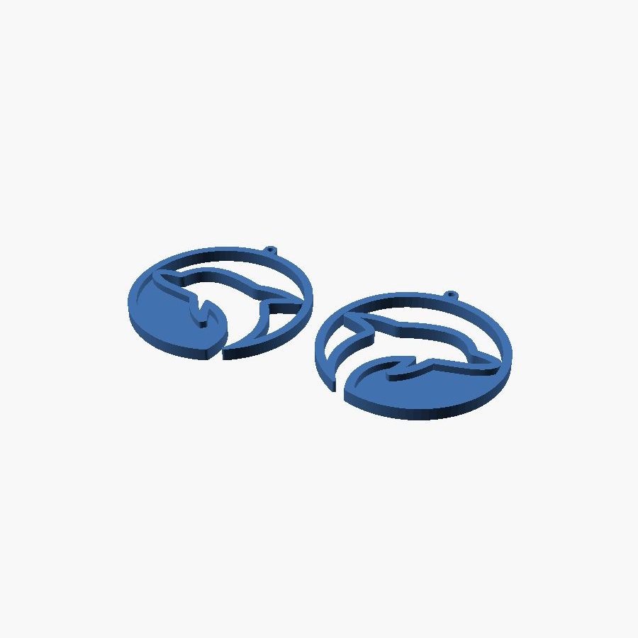 Dolphin Earrings - 3D printed dolphin drop earrings, a pair