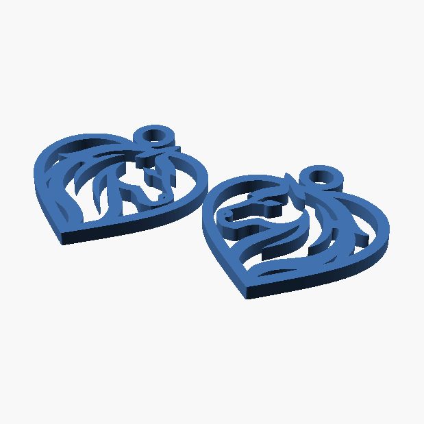 Earrings 027 - 3D printed geometric heart earrings, a pair