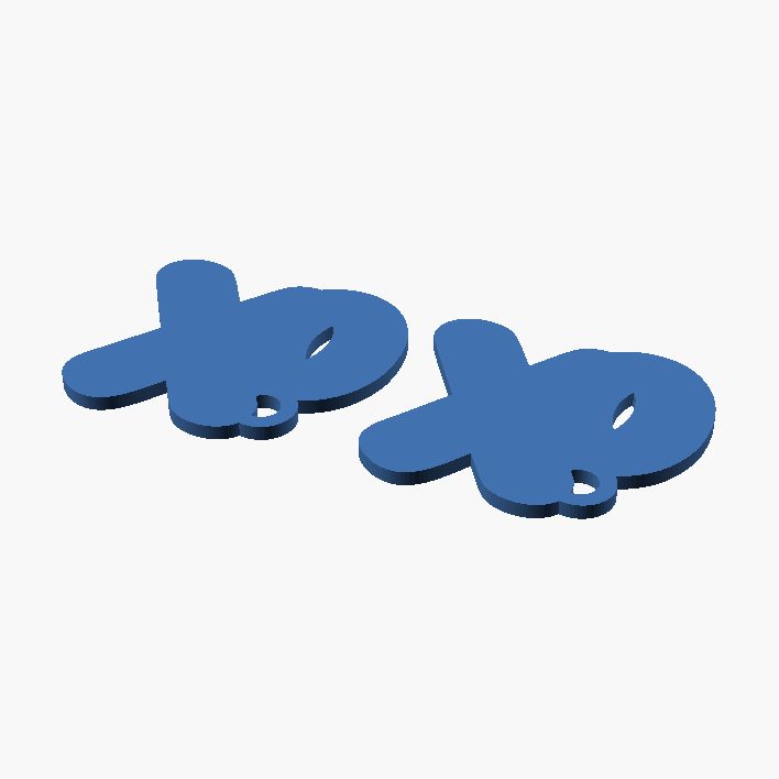 XO Valentine Earrings - 3D printed X and O earrings, a pair