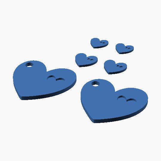 Hearts Earrings - 3D printed heart earrings, three pairs