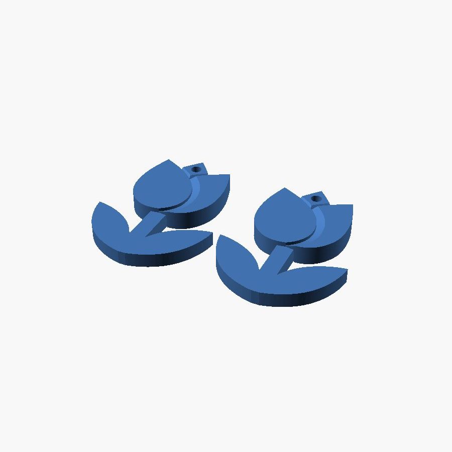 Tulip Earrings - 3D printed tulip earrings, sold as a pair