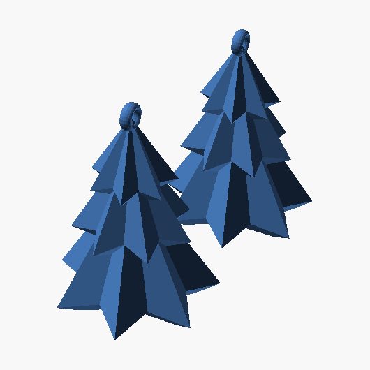 Christmas Tree Earrings - 3D printed holiday earrings, one pair