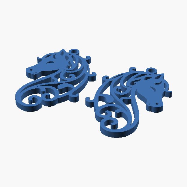 Horse Head Earrings - 3D printed filigree horse earrings