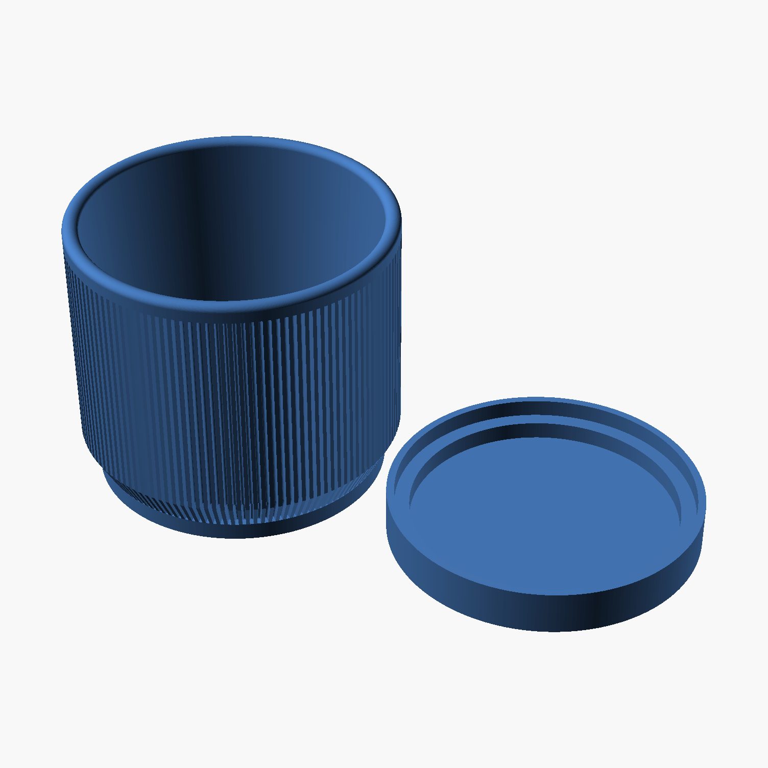 Mid Century Ribbed Planter - 3D printed planter with tray