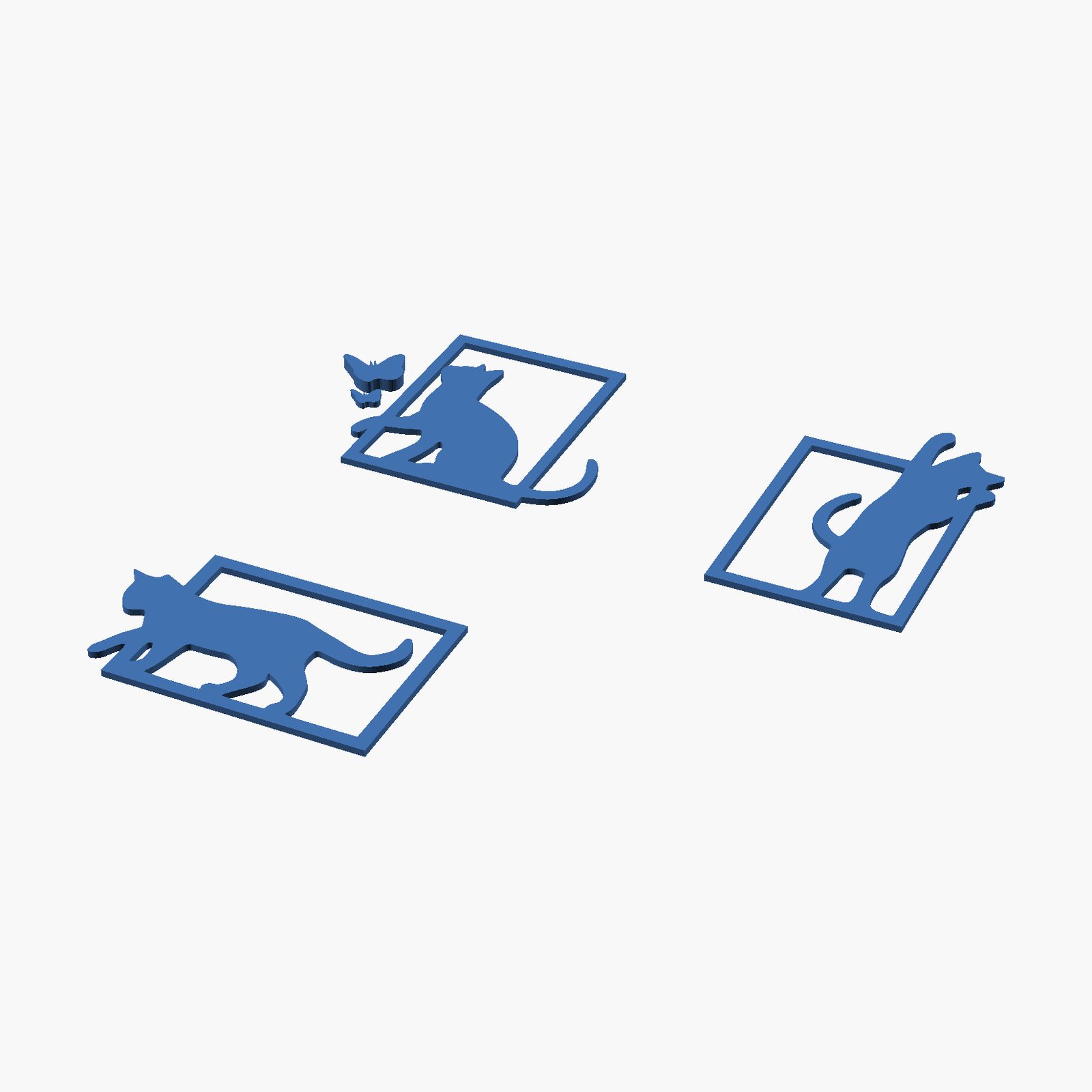 Playing Cats Wall Decor - 3D printed cat silhouette set