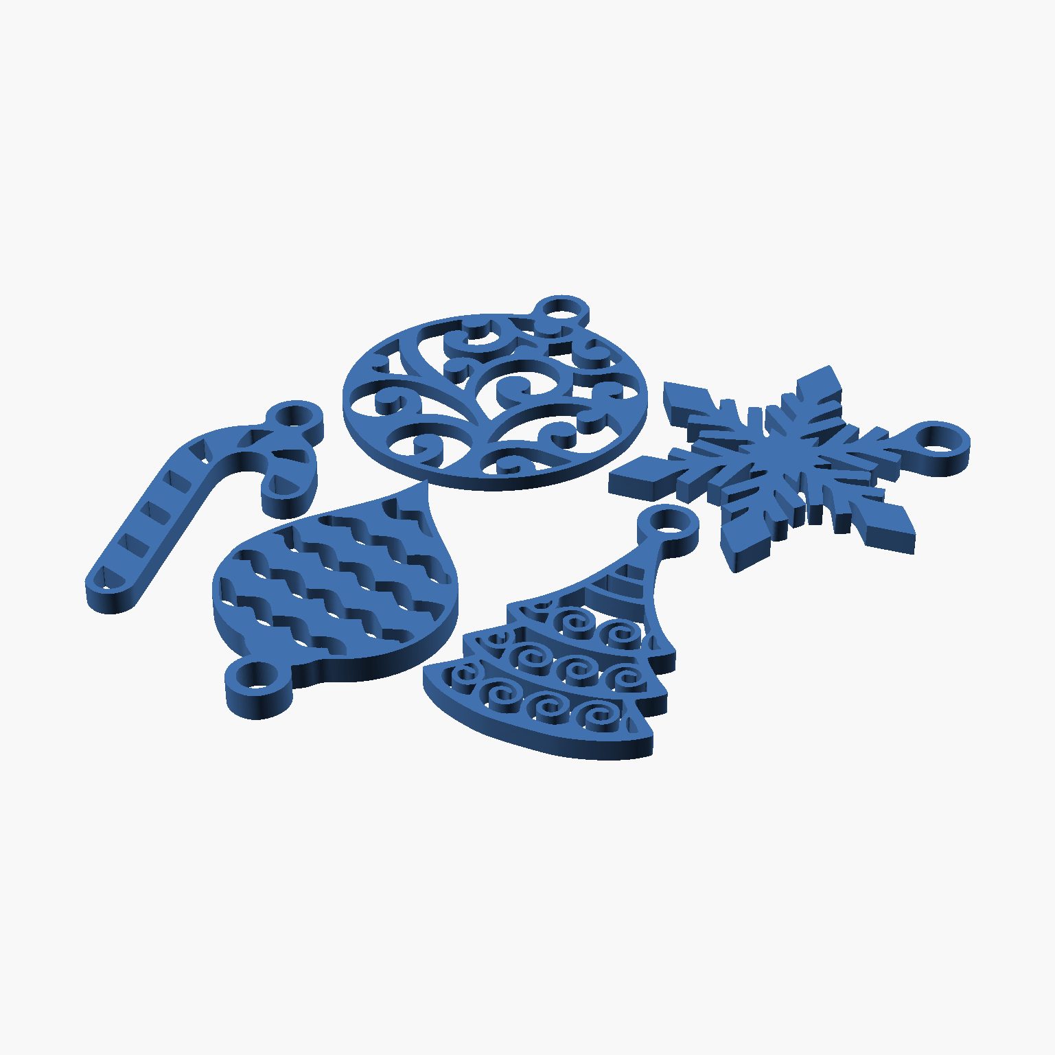 Christmas Tree Ornaments - 3D printed ornament set of 5