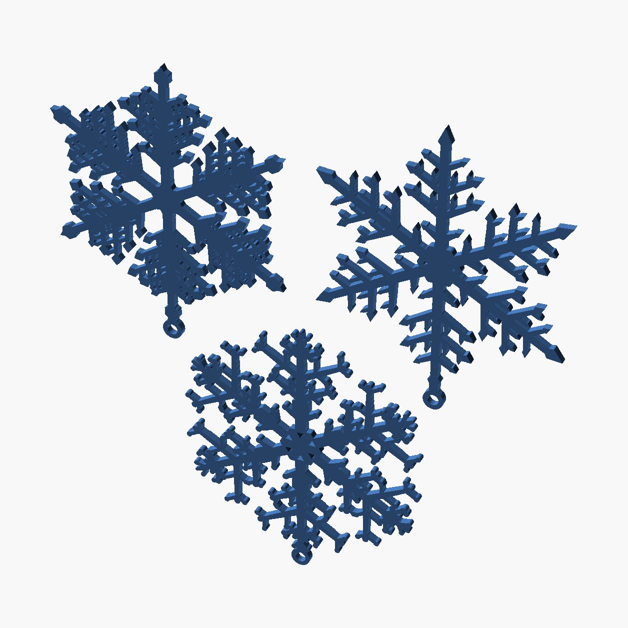 Christmas Snowflakes Set - 3D printed snowflake ornaments